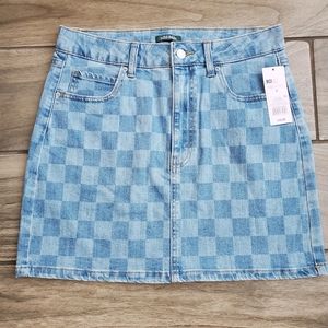 Wild Fable Blue Plaid Denim Skirt